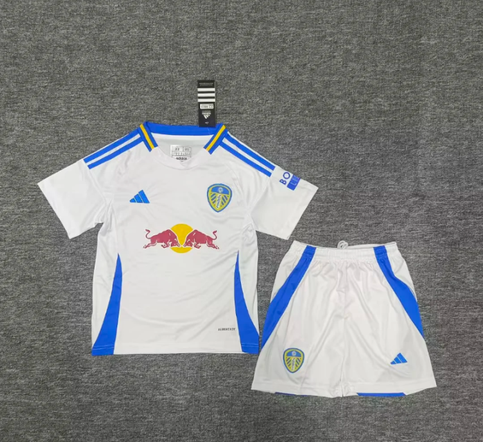 Kids Leeds United Home Soccer Uniform 2024 2025