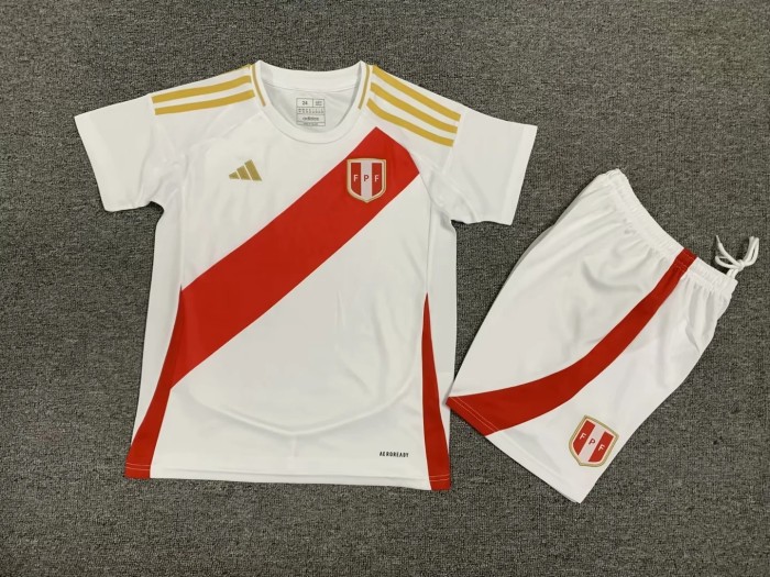 Kit infantil 24-25 camiseta de fútbol local de Peru talla 16-28