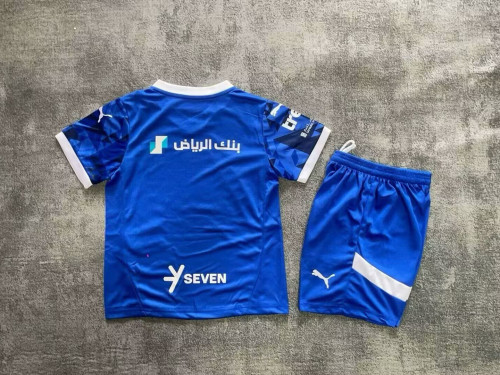 Kids Al-Hilal Saudi Home Soccer Uniform 2024 2025