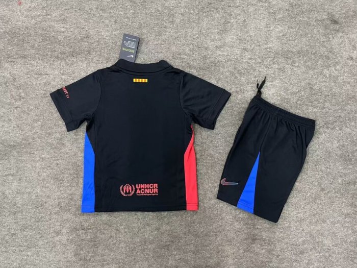 Kids bARCELONA  Black Soccer Uniform 2024 2025