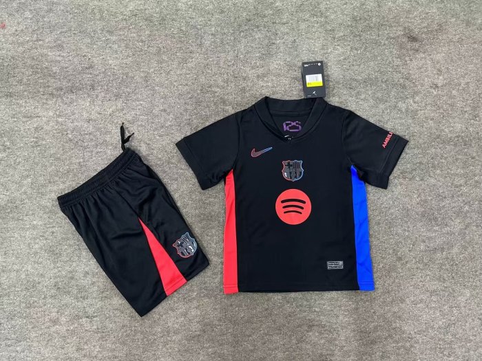 Kids bARCELONA  Black Soccer Uniform 2024 2025