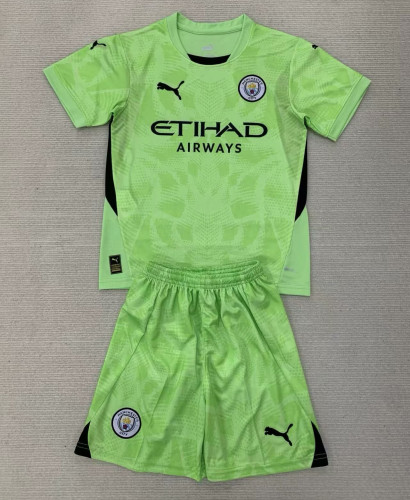 Kids Man City Goalkeeper Soccer Uniform 2024 2025