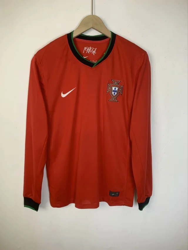 24-25 Portugal home long sleeves soccer jersey size S-2XL