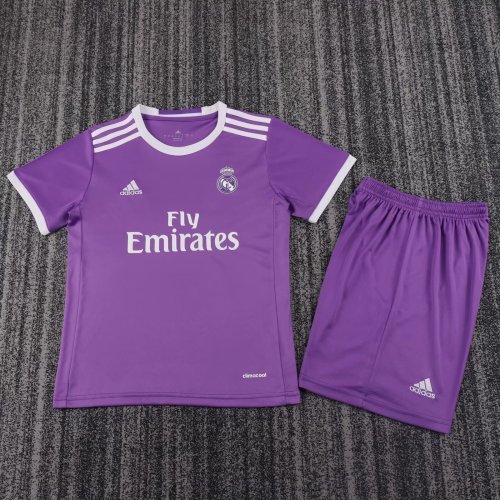 Kids Retro REAL MADRID Away Soccer Uniform 2016 2017 