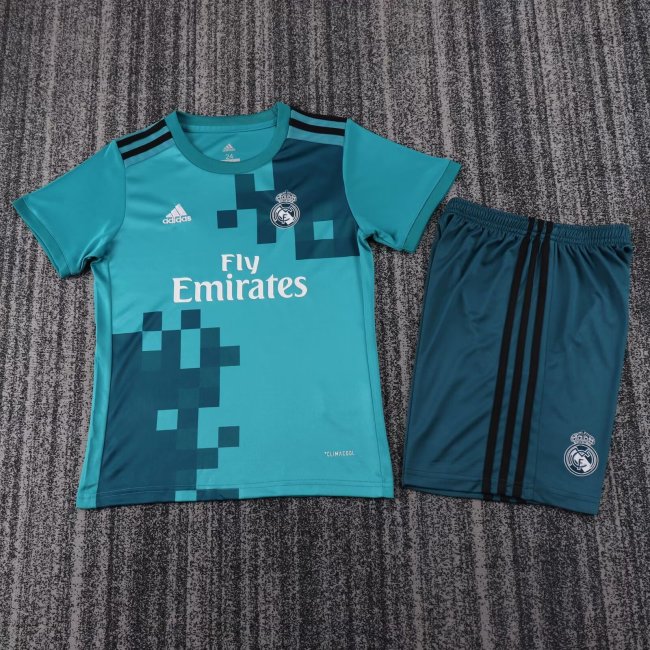 Kids Retro REAL MADRID Third Away Soccer Uniform 2017 2018 