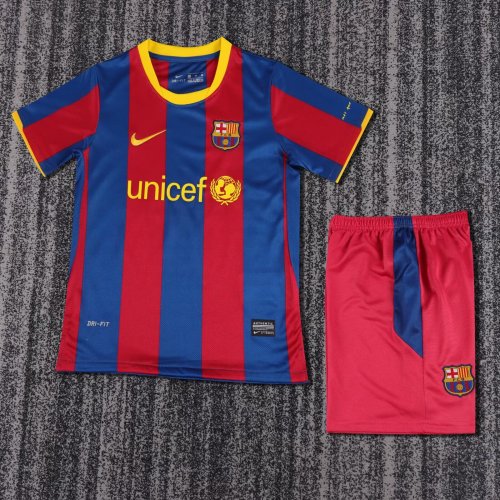 Kids Retro Barcelona Home Soccer Uniform 2010 2011 