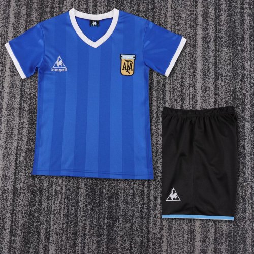 Kids Retro Argentina Away Soccer Uniform 1986  