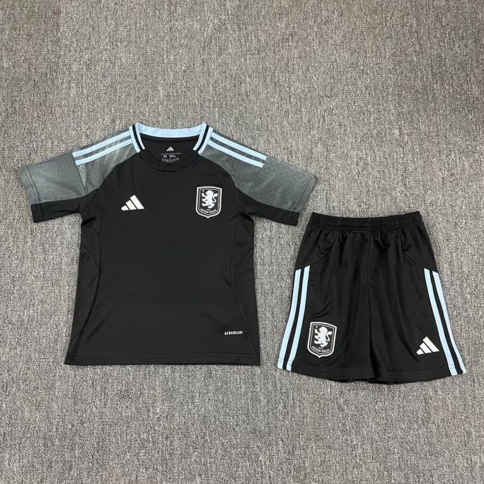 Kids Aston Villa 25-26 black away kid kit