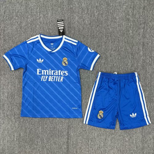 Kids Real Madrid 3rd Soccer Uniform 2025 2026