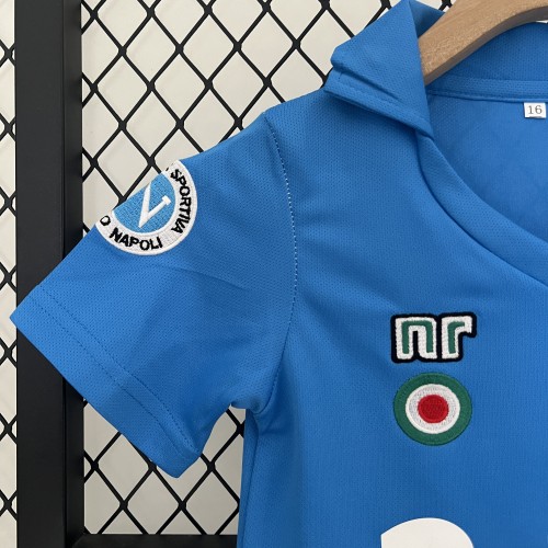 Retro 1987-88 Napoli Away white Kids set