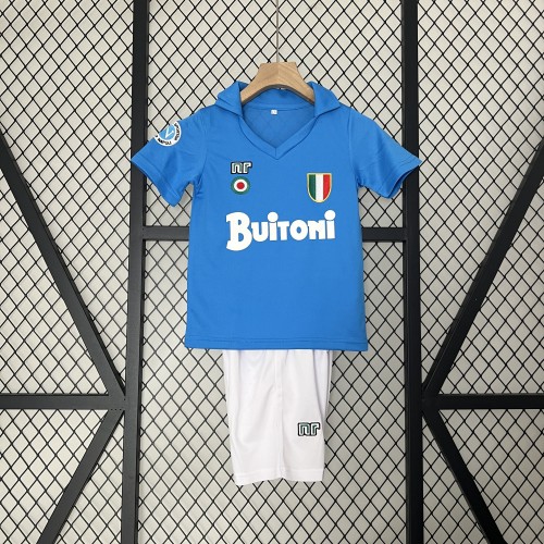 Retro 1987-88 Napoli Away white Kids set
