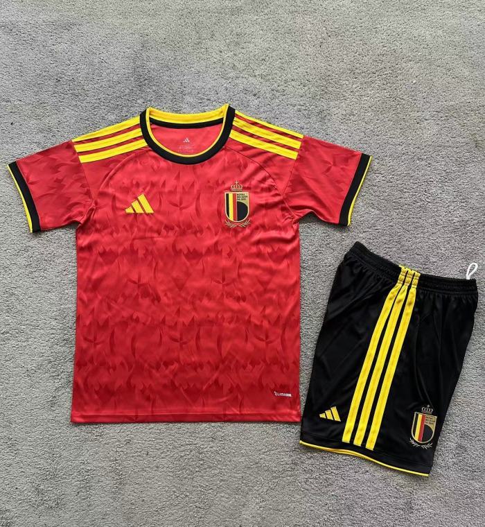 Kids 2026 Belgium red soccer jersey size 16-28