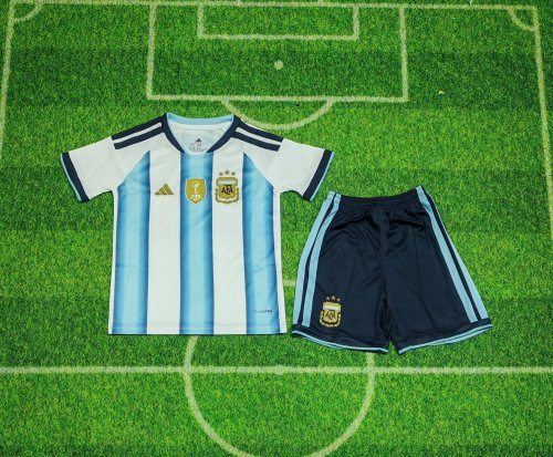 2026 Kids Argentina Home Soccer Uniform