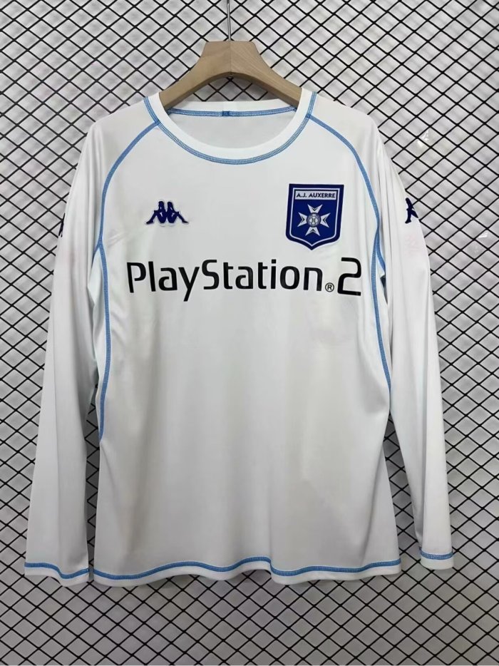 Retro Auxerre Home Long Sleeve Soccer Jersey 2003 2004