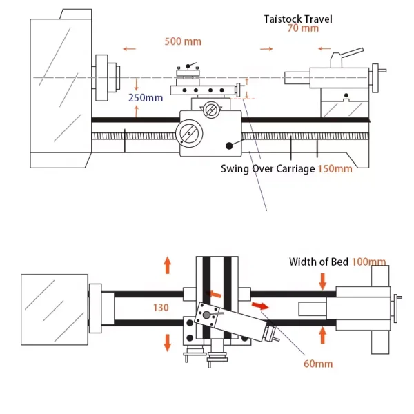 HUISN HS250-G precision manual lathe machine price mechanical lathe mini bench quality manual lathe