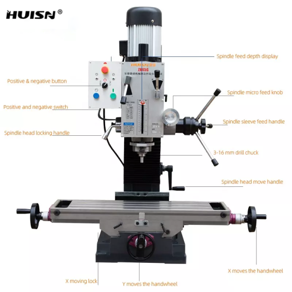 HUISN ZX45G universal vertical drilling and milling machine for metal gearhead milling well drilling machine for sale