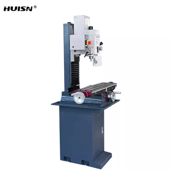 HUISN WMD30VB Column Drilling and Milling Machine Mini Manual Metal Drilling Machine with DRO in Sliver Color
