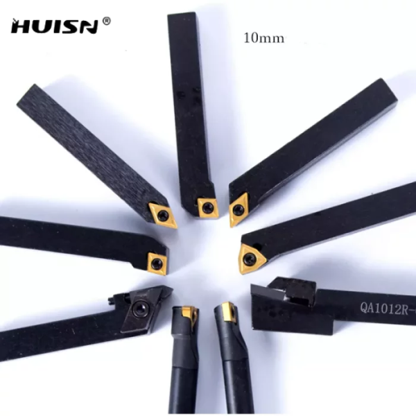 HUISN  9 pcs/ 10 pcs Set Lathe Turning Tools Holder Set 10mm Turning Tool Lathe Cutter Carbide Inserts