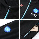 Mens 2 piece soccer Training suit top A quality  Naples football club winter hooded tracksuit sporty wear Sweatshirt Fashion Street jacket and pants