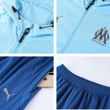 top A quality Mens two piece soccer Training suit marseille football club winter hooded tracksuit sporty wear Sweatshirt Fashion Street jacket and pants