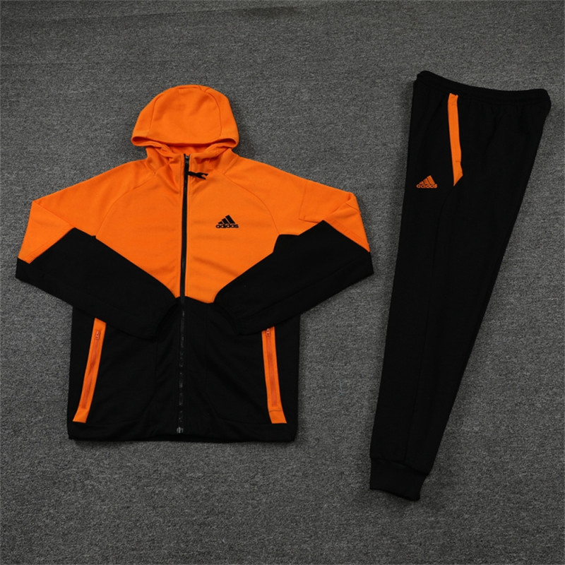 top A quality mens Orange and black patchwork hooded tracksuit print Logo sporty wear Hoodie Sweatshirt Casual Fashion Street jacket and  pants
