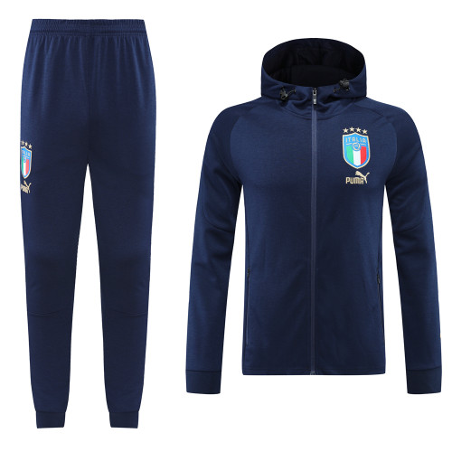 top A quality mens Italy football hooded tracksuit print Logo sporty wear  soccer Training suit  Sweatshirt Fashion Street jacket and  pants