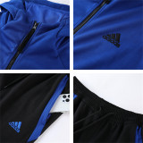 top A quality mens blue and black patchwork hooded tracksuit print Logo sporty wear Hoodie Sweatshirt Casual Fashion Street jacket and  pants