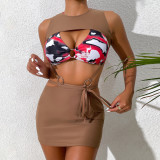 2023 new women swimwear designer three-piecce bikini #xcyx0637 sexy Contrasting color bra lace-up swimsuit fashion swimming swimsuits