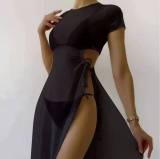 ladies swimwear designer three-piecce bikini #xcyx0636 sexy Solid color bathing suit Gauze dress swimsuit swimming swimsuits