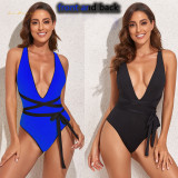 Women design Swimwear backless lace-up one-piece both side use Different colors Beach wear multicolor Swimsuit Bikinis bathing suit #yds0438