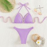 Sexy Women two piece bikini swimwear Solid color multicolor bathing suit beach suit lace-up swimsuit qj1524