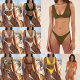 Sexy ladies two-piece swimsuit Multicolor Solid colors and prints Design swimwear summer fashion beach suit qj2025
