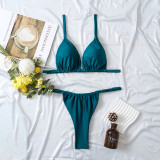 Women two piece bikini multicolor Pure color suspender swimwear fashion beach bathing suit summer swimsuit qj1424