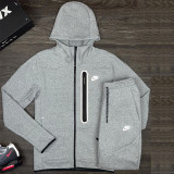 Men  Sports Wear suit Brand Logo Print Fashion Casual Street two-piece Coat and Pants Pure color pocket Tracksuit