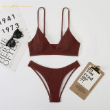 Sexy solid color Bikini  Two-Piece Swimsuit ladies summer Swimwear xckx1127 Wholesale Suspenders Bathing Suit