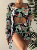 Wholesale Women Summer beachwear 3 piece sets long sleeve swimwear cover-up  shorts bathing suit set swimsuit xckx1139