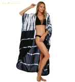 Ladies Sunscreen Long Shirt Cotton Tie Dye Pattern Beach Blouse Wholesale Swimwear Cover-up Lxf0236