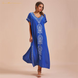 Summer Embroidery Cotton Swimwear Cover UPS Multicolor Beach Smock Dress Ladies Swimming Bikini Cover-up Lxf2340