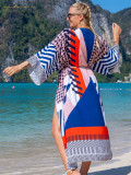 2023 Summer Women 22 Color Print Lace-up Cardigan Sunscreen Shirt Cotton Fabric Beach Smock Swimwear Bikini Cover-up Wholesale Lxf2038