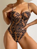 Sexy beach swimwear bikini 2023 new pattern printed one-piece swimsuit wholesale women beachwear rfd12331
