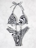 New sexy striped lace up backless bikini two-piece swimsuit ladies summer beach suit swimwear rfd12624