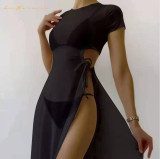 ladies swimwear designer three-piecce bikini #xcyx0636 sexy Solid color bathing suit Gauze dress swimsuit swimming swimsuits