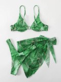 designer Ladies Summer beachwear tie-dye three piece set bikini sexy swimwear backless swimsuit xckx1131