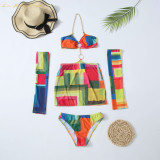women designer swimwear sexy Chain sling Three piece set bikini swimsuit swimming #xcyx0636 summer multicolor Hollow swimsuits bikinis