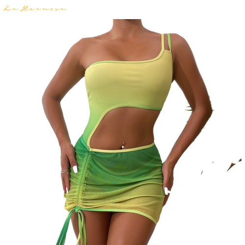 women swimwear designer Gradual shading bikini #xcyx0636 sexy Hollow conjoined swimsuit swimming two-piece Net yarn swimsuits