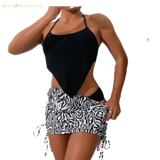 women swimwear designer three-piecce bikini #xcyx0636 sexy Zebra print skirt swimsuit fashion holiday swimming swimsuits