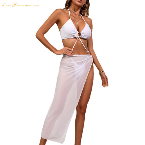 women swimwear designer three-piecce bikini #xcyx0636 sexy Net yarn black and white color swimsuit fashion swimming swimsuits