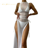 2023 Summer beach See-through mesh yarn three piece set bikini sexy swimwear designer thong bikinis swimsuit xckx1135