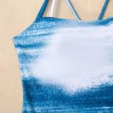 Women One-piece swimsuit  Suspenders tie-dye Design swimwear summer fashion beach suit qj2027