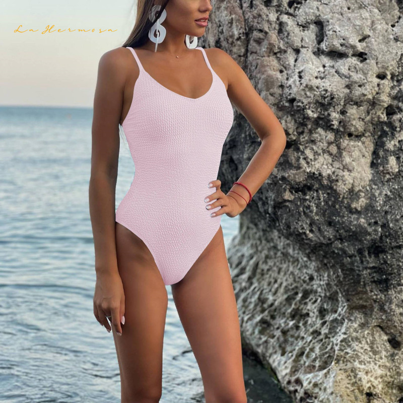 Sexy Women One-piece swimsuit Multi-color Solid color Sling Design swimwear summer fashion beach suit bathing suit qj2029